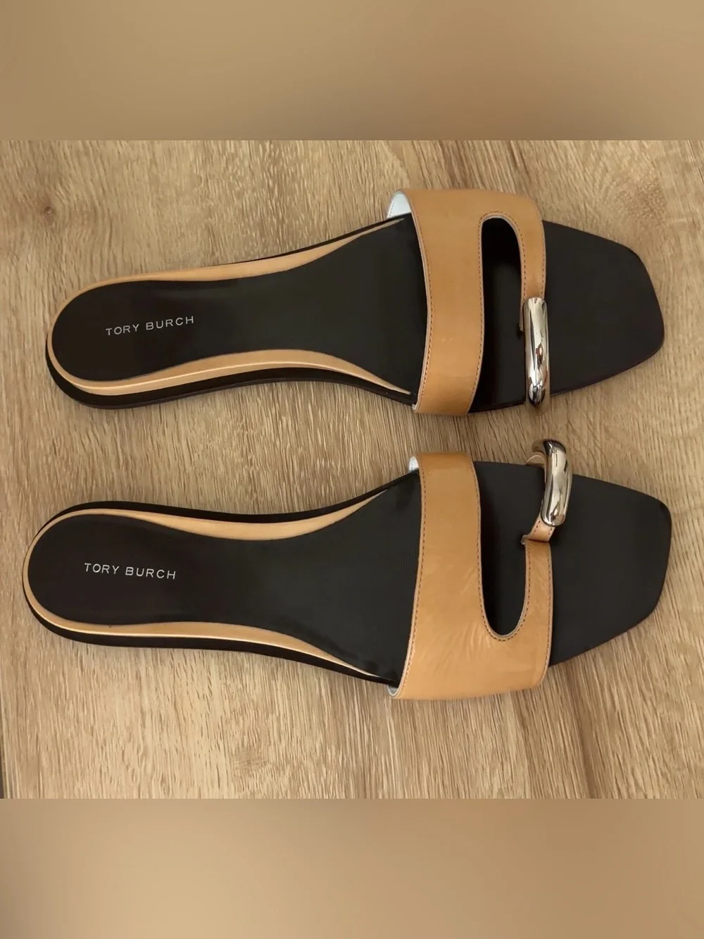 TORY BURCH Pierced Slide Sandals - Cantucci & Silver - Picture 7 of 9
